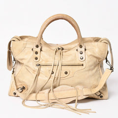 BALENCIAGA バレンシアガ ザ・シティ 115748 ハンドバッグ ショルダーバッグ 2WAY レザー ベージュ 良品 中古 4a004668