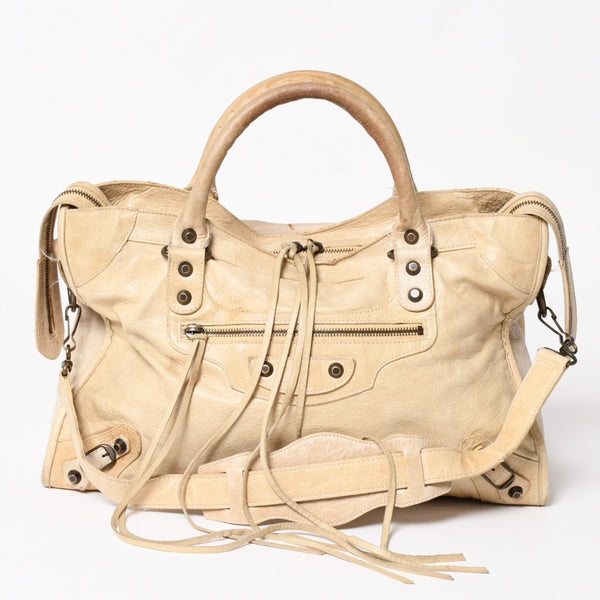 BALENCIAGA バレンシアガ ザ・シティ 115748 ハンドバッグ ショルダーバッグ 2WAY レザー ベージュ 良品 中古 4a004668