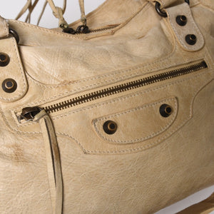 BALENCIAGA バレンシアガ ザ・シティ 115748 ハンドバッグ ショルダーバッグ 2WAY レザー ベージュ 良品 中古 4a004668