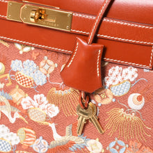 画像をギャラリービューアに読み込む, HERMES エルメス ケリー28 外縫い 京刺繍 着物 ボックスカーフ ブリック ゴールド金具 □J刻印 茶 美品 中古 4a005023