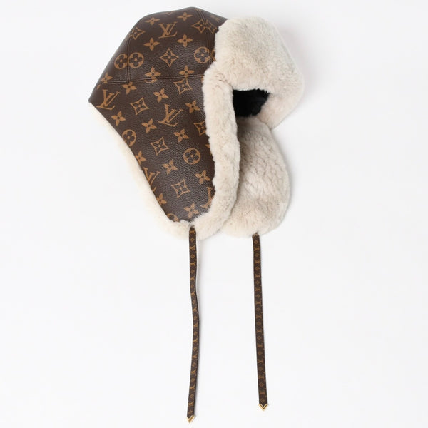 新品未使用 LOUIS VUITTON ルイヴィトン フライトキャップ パイロットキャップ M70739 ブラウン ビーバー 中古 4a004768