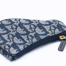 Load image into Gallery viewer, Christian Dior クリスチャンディオール コインケース ポーチ トロッター サドル キャンバス グレー ネイビー TR0061 ゴールド金具 美品 中古 4a005024