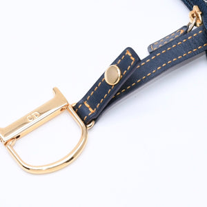 Christian Dior クリスチャンディオール コインケース ポーチ トロッター サドル キャンバス グレー ネイビー TR0061 ゴールド金具 美品 中古 4a005024