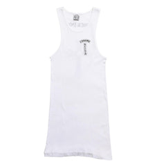 極美品 CHROME HEARTS クロムハーツ タンクトップ サイズL FUCK YOU CHクロス オールドイングリッシュロゴ ホワイト 中古 4a005029