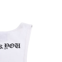 画像をギャラリービューアに読み込む, 極美品 CHROME HEARTS クロムハーツ タンクトップ サイズL FUCK YOU CHクロス オールドイングリッシュロゴ ホワイト 中古 4a005029