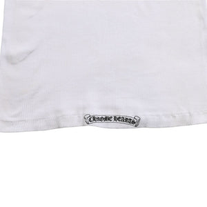 極美品 CHROME HEARTS クロムハーツ タンクトップ サイズL FUCK YOU CHクロス オールドイングリッシュロゴ ホワイト 中古 4a005029