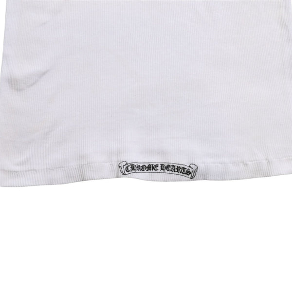 極美品 CHROME HEARTS クロムハーツ タンクトップ サイズL FUCK YOU CHクロス オールドイングリッシュロゴ ホワイト 中古 4a005029