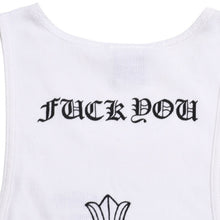 画像をギャラリービューアに読み込む, 極美品 CHROME HEARTS クロムハーツ タンクトップ サイズL FUCK YOU CHクロス オールドイングリッシュロゴ ホワイト 中古 4a005029
