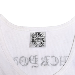 極美品 CHROME HEARTS クロムハーツ タンクトップ サイズL FUCK YOU CHクロス オールドイングリッシュロゴ ホワイト 中古 4a005029