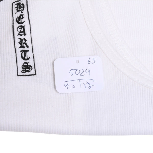 極美品 CHROME HEARTS クロムハーツ タンクトップ サイズL FUCK YOU CHクロス オールドイングリッシュロゴ ホワイト 中古 4a005029