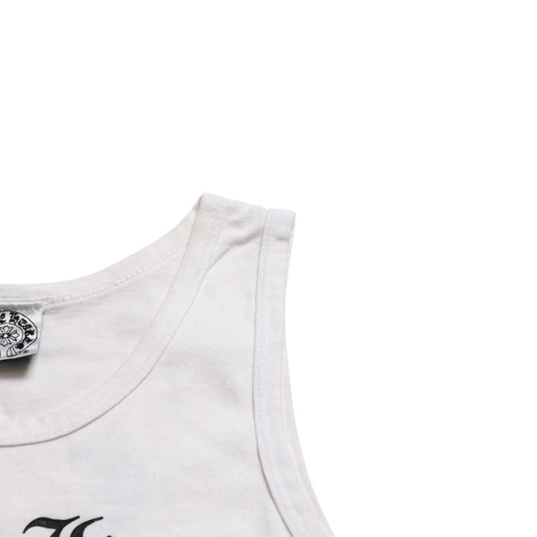 CHROME HEARTS クロムハーツ タンクトップ サイズS オールドイングリッシュロゴ スクロールラベルロゴ ホワイト 美品 中古 4a005028