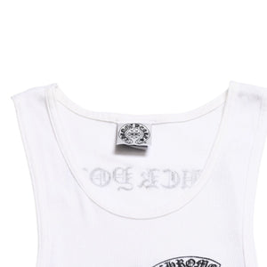 極美品 CHROME HEARTS クロムハーツ タンクトップ サイズL FUCK YOU CHクロス オールドイングリッシュロゴ ホワイト 中古 4a005029