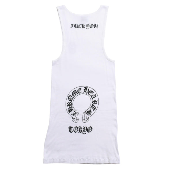 Very good condition CHROME HEARTS Tank Top Size L FUCK YOU Vine Dagger Horseshoe White Tokyo Limited Used 4a005031