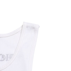 極美品 CHROME HEARTS クロムハーツ タンクトップ サイズL FUCK YOU CHクロス オールドイングリッシュロゴ ホワイト 中古 4a005029
