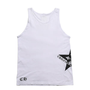 CHROME HEARTS Tank Top Size M Star Print Scroll Label Logo CH Logo White Good Condition Used 4a005003