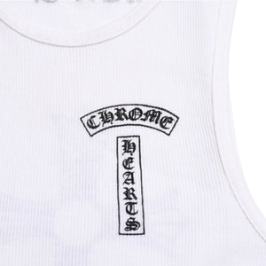 極美品 CHROME HEARTS クロムハーツ タンクトップ サイズL FUCK YOU CHクロス オールドイングリッシュロゴ ホワイト 中古 4a005029