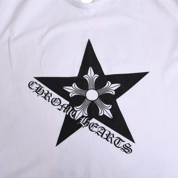 CHROME HEARTS Tank Top Size M Star Print Scroll Label Logo CH Logo White Good Condition Used 4a005003