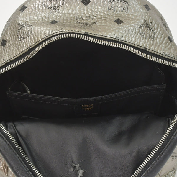 MCM エムシーエム リュックサック バックパック シルバー スタッズ メタリックシルバー ブラック 美品 中古 4a005036