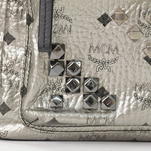 MCM エムシーエム リュックサック バックパック シルバー スタッズ メタリックシルバー ブラック 美品 中古 4a005036