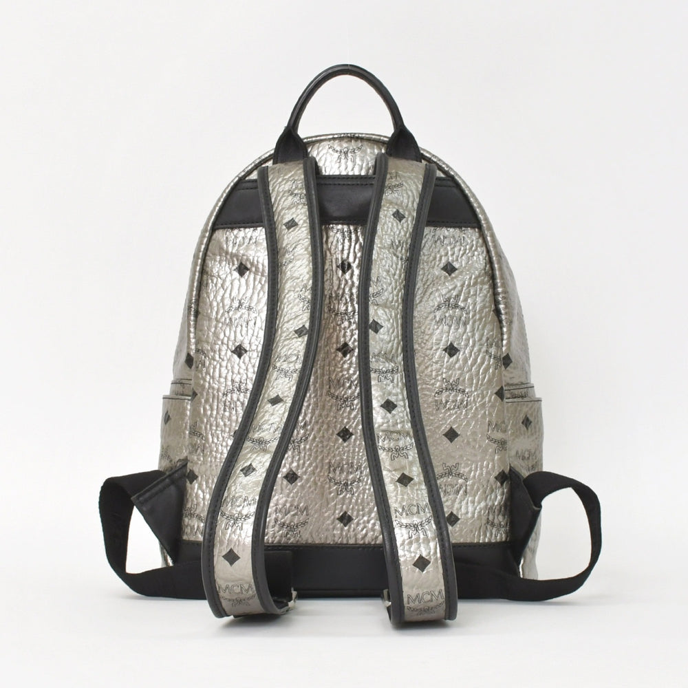 MCM エムシーエム リュックサック バックパック シルバー スタッズ メタリックシルバー ブラック 美品 中古 4a005036