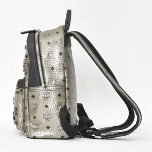 MCM エムシーエム リュックサック バックパック シルバー スタッズ メタリックシルバー ブラック 美品 中古 4a005036