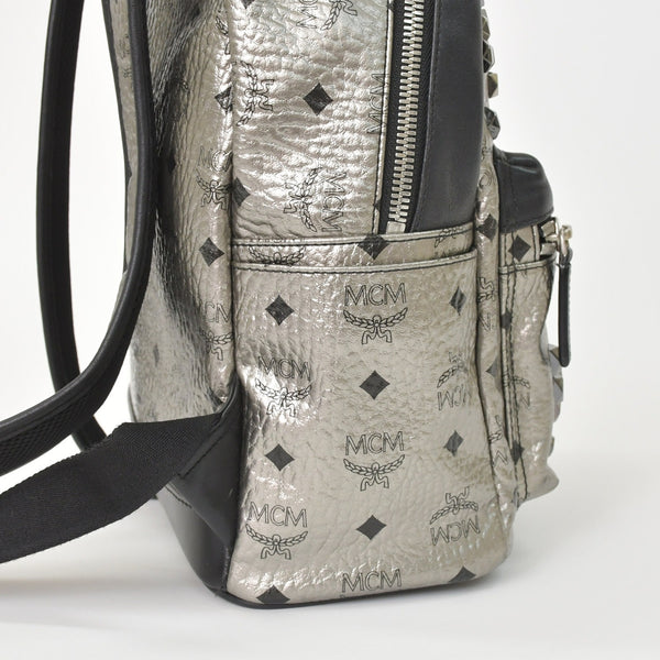MCM エムシーエム リュックサック バックパック シルバー スタッズ メタリックシルバー ブラック 美品 中古 4a005036