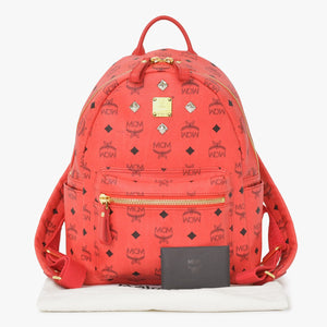 極美品 MCM エムシーエム ヴェセトス リュック デイパック バックパック スタッズ レザー ピンク ゴールド金具 中古 4a005037