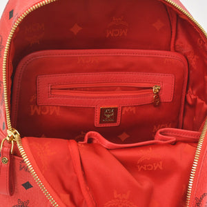 極美品 MCM エムシーエム ヴェセトス リュック デイパック バックパック スタッズ レザー ピンク ゴールド金具 中古 4a005037