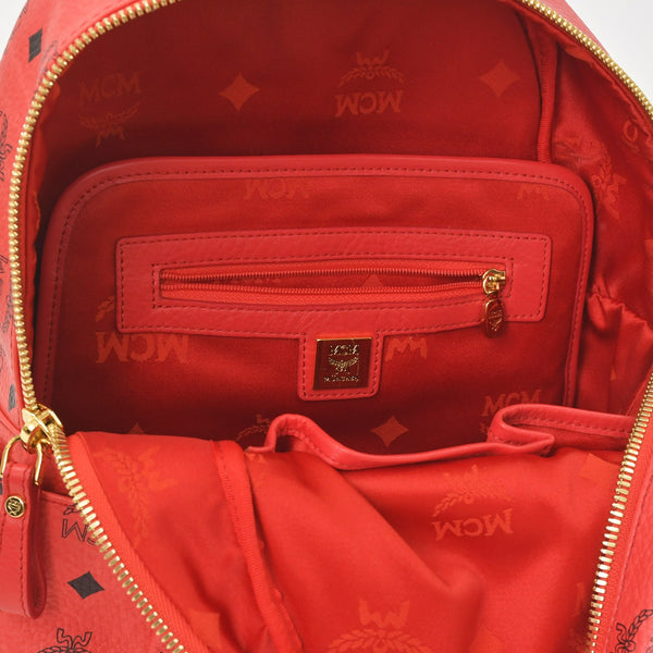 極美品 MCM エムシーエム ヴェセトス リュック デイパック バックパック スタッズ レザー ピンク ゴールド金具 中古 4a005037