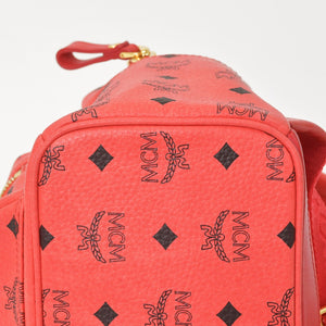 極美品 MCM エムシーエム ヴェセトス リュック デイパック バックパック スタッズ レザー ピンク ゴールド金具 中古 4a005037