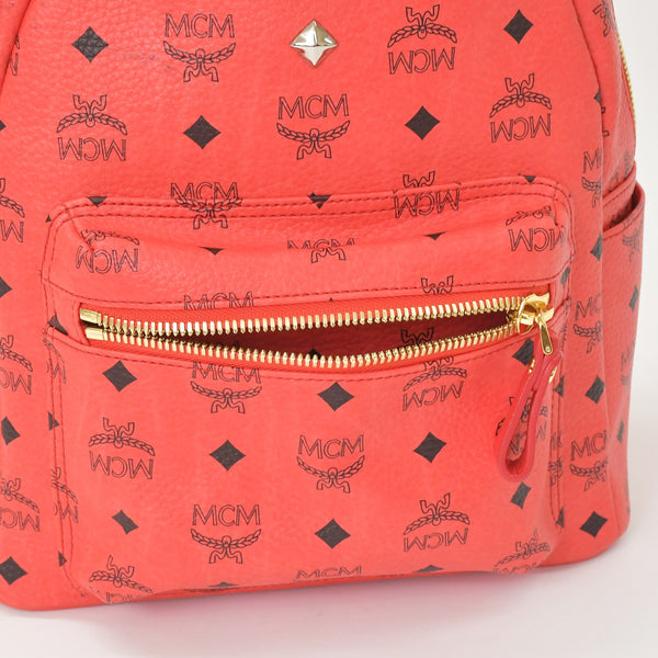 極美品 MCM エムシーエム ヴェセトス リュック デイパック バックパック スタッズ レザー ピンク ゴールド金具 中古 4a005037