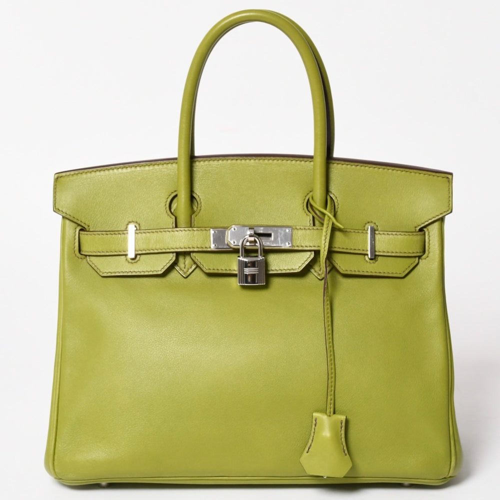 極美品 HERMES エルメス BIRKIN バーキン 30 ハンドバッグ ヴォースイフト アニスグリーン ◻︎L刻印 シルバー金具 内縫い 中古 4a005046