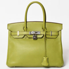 極美品 HERMES エルメス BIRKIN バーキン 30 ハンドバッグ ヴォースイフト アニスグリーン ◻︎L刻印 シルバー金具 内縫い 中古 4a005046