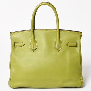 極美品 HERMES エルメス BIRKIN バーキン 30 ハンドバッグ ヴォースイフト アニスグリーン ◻︎L刻印 シルバー金具 内縫い 中古 4a005046