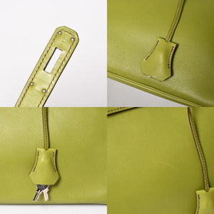 極美品 HERMES エルメス BIRKIN バーキン 30 ハンドバッグ ヴォースイフト アニスグリーン ◻︎L刻印 シルバー金具 内縫い 中古 4a005046