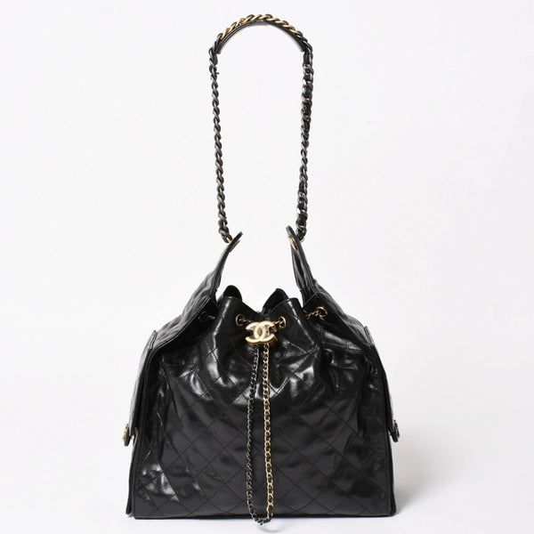 New and unused CHANEL CHANEL 25 Large Handbag AS5553 Random Number Grained Calfskin Coco Mark Black Used 4a005049