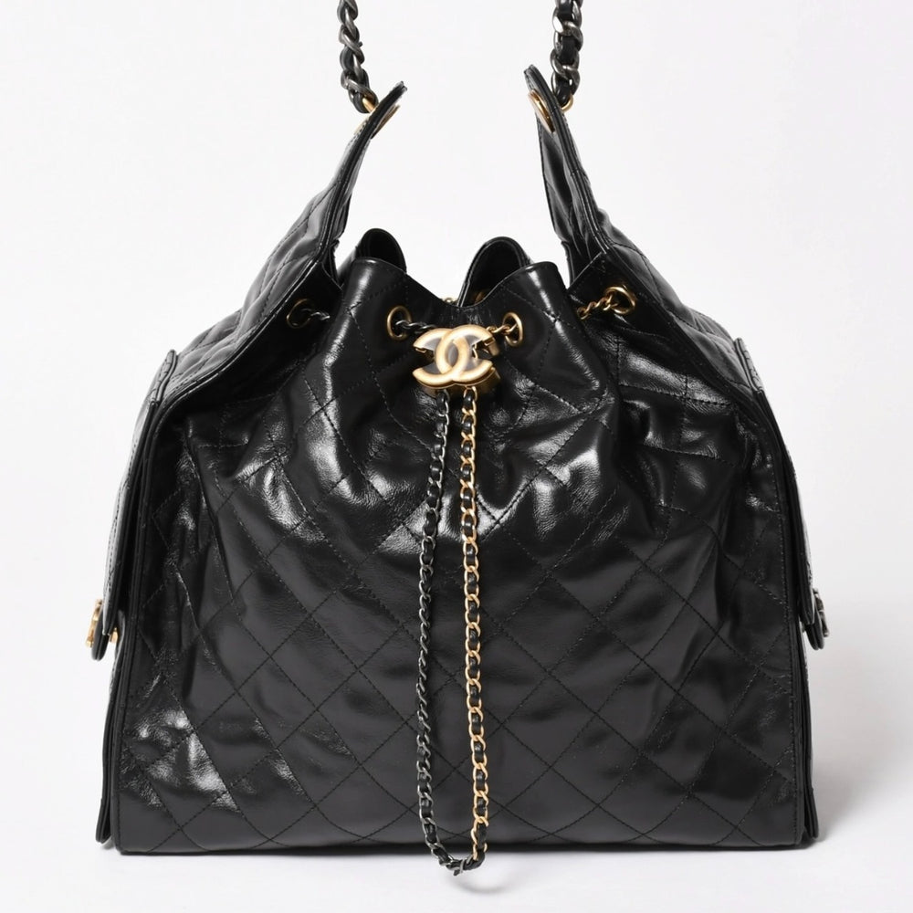 新品未使用 CHANEL シャネル CHANEL 25 ラージ ハンドバッグ AS5553 ランダム番台 グレインド カーフスキン ココマーク ブラック 中古 4a005049