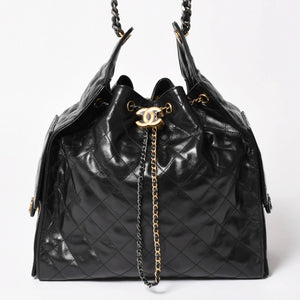 New and unused CHANEL CHANEL 25 Large Handbag AS5553 Random Number Grained Calfskin Coco Mark Black Used 4a005049