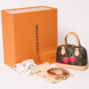 極美品 LOUIS VUITTON ルイヴィトン モノグラムキャンバス チェリー TM ナノ・アルマ 2WAY ハンドバッグ ショルダーバッグ ブラウン ゴールド金具 M13416 中古 4a005078