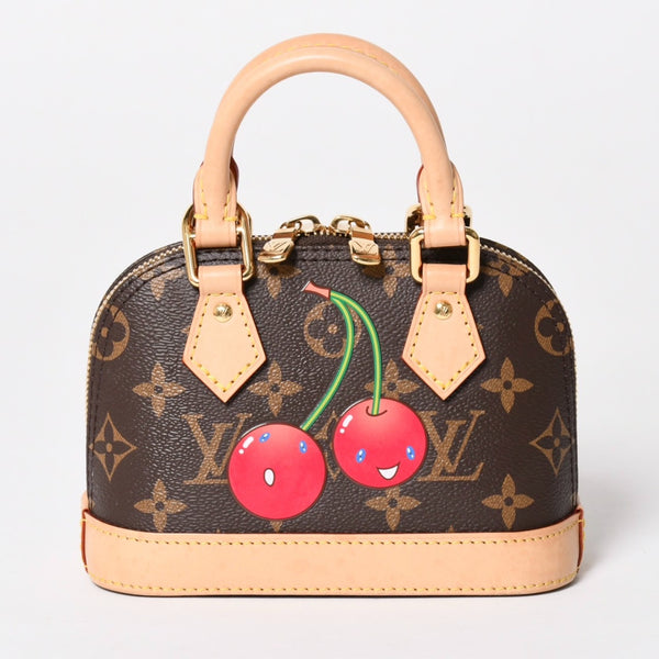 極美品 LOUIS VUITTON ルイヴィトン モノグラムキャンバス チェリー TM ナノ・アルマ 2WAY ハンドバッグ ショルダーバッグ ブラウン ゴールド金具 M13416 中古 4a005078