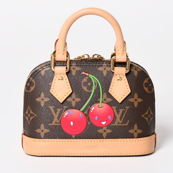 極美品 LOUIS VUITTON ルイヴィトン モノグラムキャンバス チェリー TM ナノ・アルマ 2WAY ハンドバッグ ショルダーバッグ ブラウン ゴールド金具 M13416 中古 4a005078
