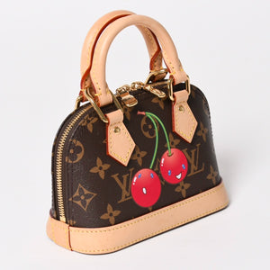 極美品 LOUIS VUITTON ルイヴィトン モノグラムキャンバス チェリー TM ナノ・アルマ 2WAY ハンドバッグ ショルダーバッグ ブラウン ゴールド金具 M13416 中古 4a005078