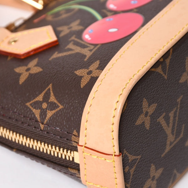 極美品 LOUIS VUITTON ルイヴィトン モノグラムキャンバス チェリー TM ナノ・アルマ 2WAY ハンドバッグ ショルダーバッグ ブラウン ゴールド金具 M13416 中古 4a005078