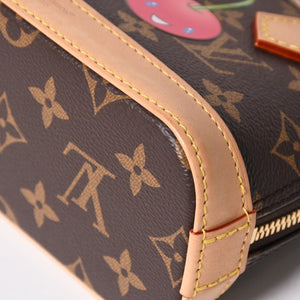極美品 LOUIS VUITTON ルイヴィトン モノグラムキャンバス チェリー TM ナノ・アルマ 2WAY ハンドバッグ ショルダーバッグ ブラウン ゴールド金具 M13416 中古 4a005078