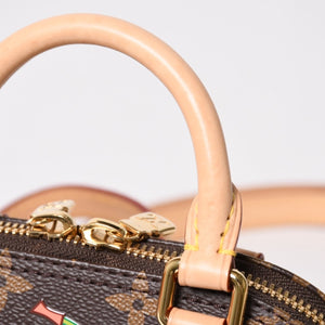 極美品 LOUIS VUITTON ルイヴィトン モノグラムキャンバス チェリー TM ナノ・アルマ 2WAY ハンドバッグ ショルダーバッグ ブラウン ゴールド金具 M13416 中古 4a005078