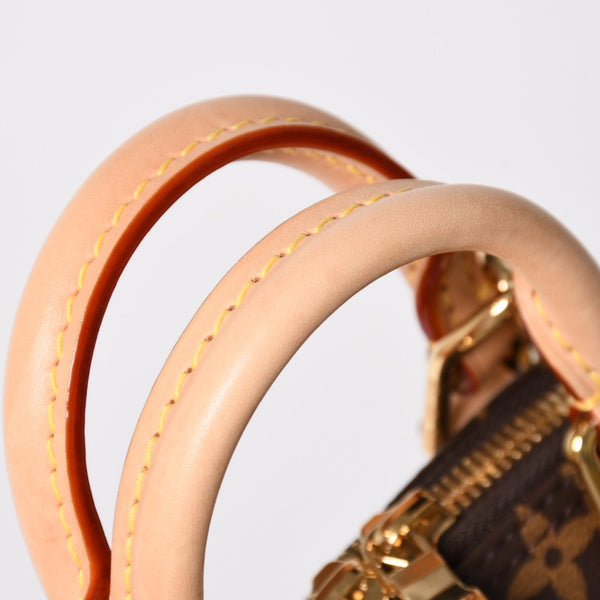 極美品 LOUIS VUITTON ルイヴィトン モノグラムキャンバス チェリー TM ナノ・アルマ 2WAY ハンドバッグ ショルダーバッグ ブラウン ゴールド金具 M13416 中古 4a005078