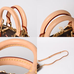 極美品 LOUIS VUITTON ルイヴィトン モノグラムキャンバス チェリー TM ナノ・アルマ 2WAY ハンドバッグ ショルダーバッグ ブラウン ゴールド金具 M13416 中古 4a005078