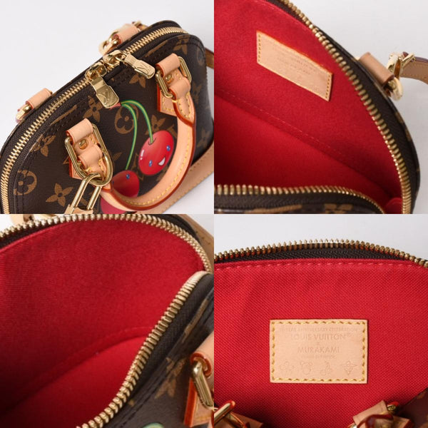 極美品 LOUIS VUITTON ルイヴィトン モノグラムキャンバス チェリー TM ナノ・アルマ 2WAY ハンドバッグ ショルダーバッグ ブラウン ゴールド金具 M13416 中古 4a005078