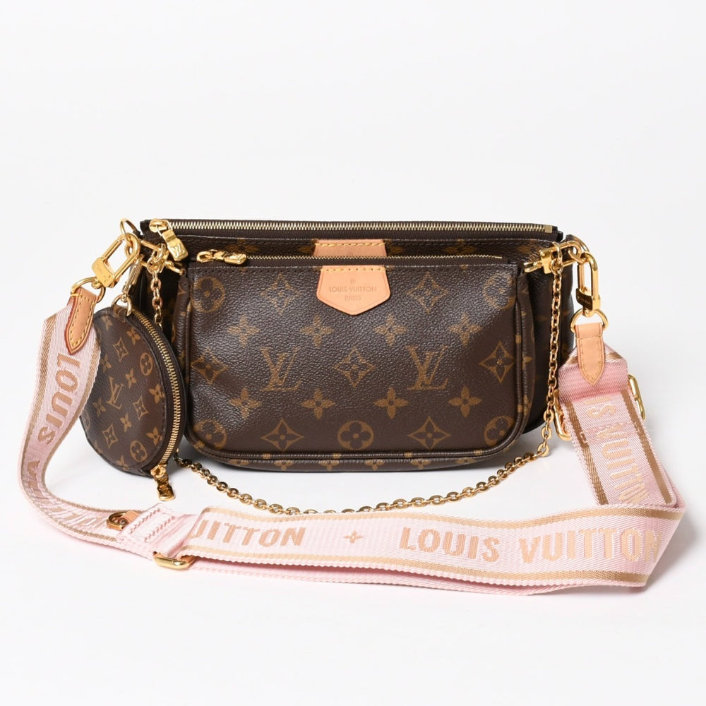 極美品 LOUIS VUITTON ルイヴィトン ミュルティ ポシェット アクセソワール M44840 モノグラムキャンバス ブラウン ピンク SD0021 中古 4a004911