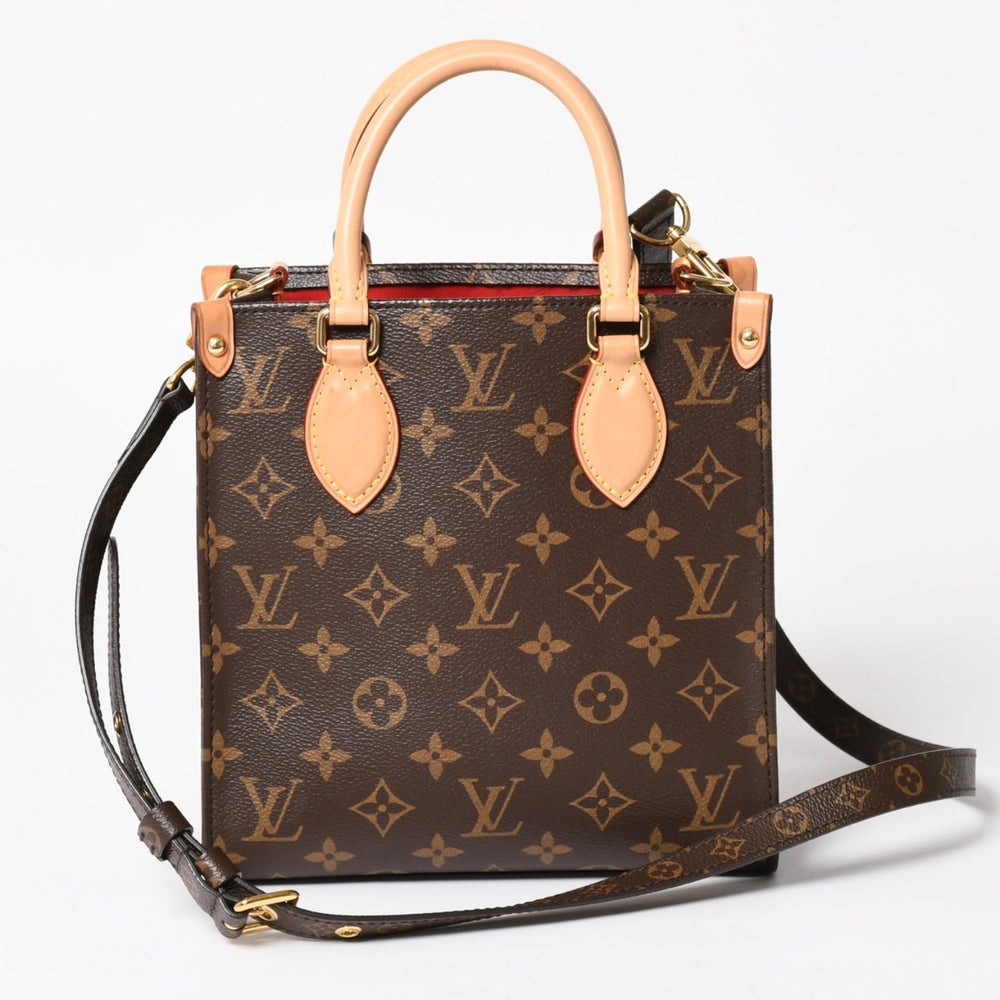 LOUIS VUITTON Sac Pla BB Handbag M46265 Monogram 2WAY PVC Leather Brown Gold Hardware Good Condition Used 4a005080